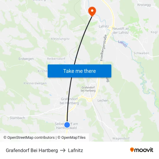 Grafendorf Bei Hartberg to Lafnitz map