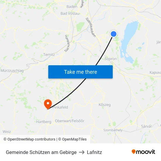 Gemeinde Schützen am Gebirge to Lafnitz map