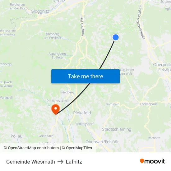 Gemeinde Wiesmath to Lafnitz map