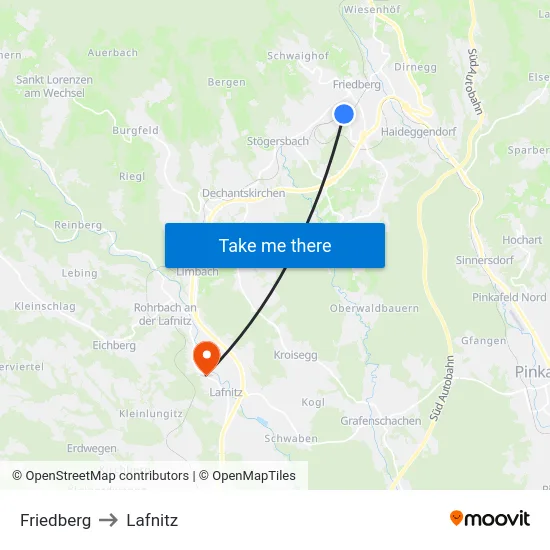 Friedberg to Lafnitz map