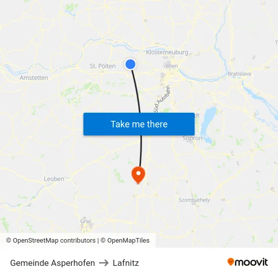 Gemeinde Asperhofen to Lafnitz map