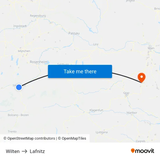 Wilten to Lafnitz map