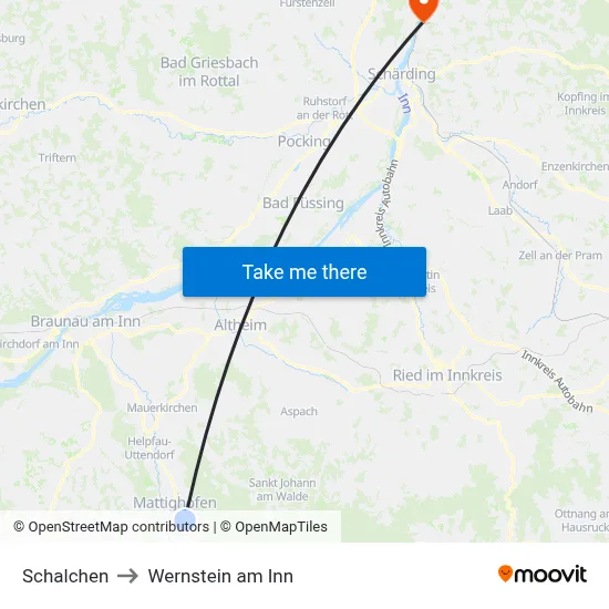 Schalchen to Wernstein am Inn map