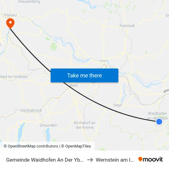 Gemeinde Waidhofen An Der Ybbs to Wernstein am Inn map