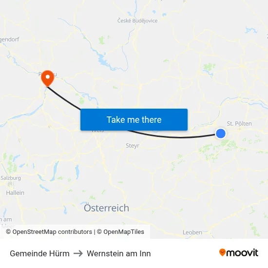 Gemeinde Hürm to Wernstein am Inn map