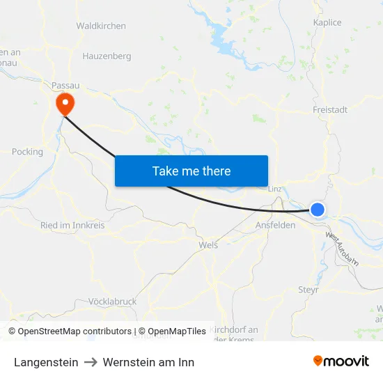 Langenstein to Wernstein am Inn map
