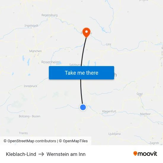 Kleblach-Lind to Wernstein am Inn map