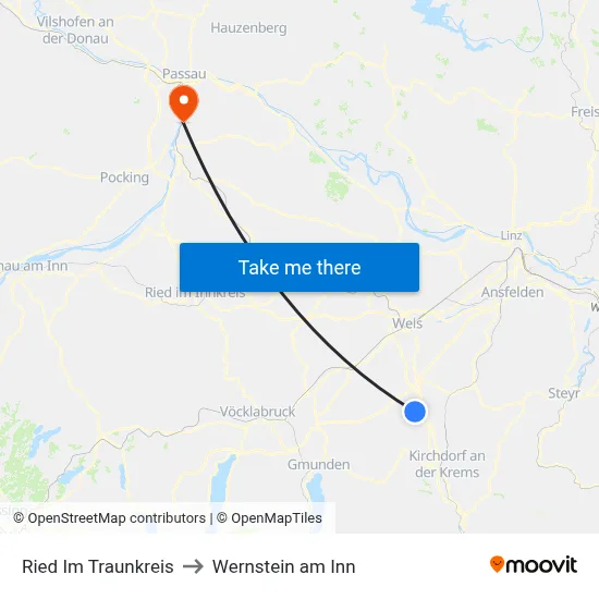 Ried Im Traunkreis to Wernstein am Inn map