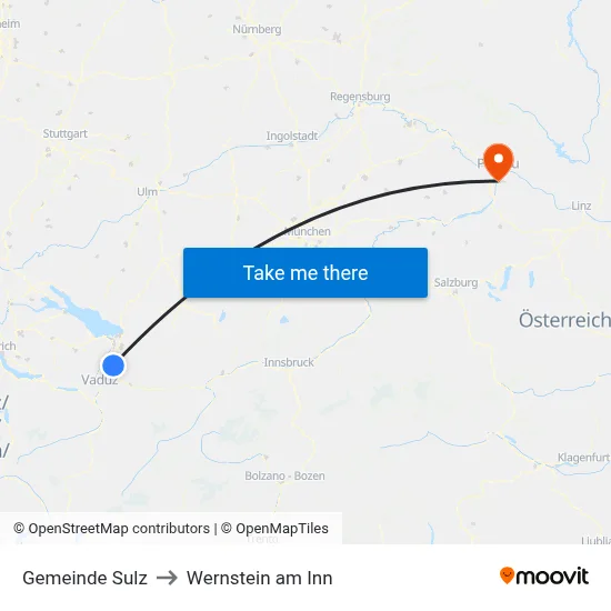 Gemeinde Sulz to Wernstein am Inn map