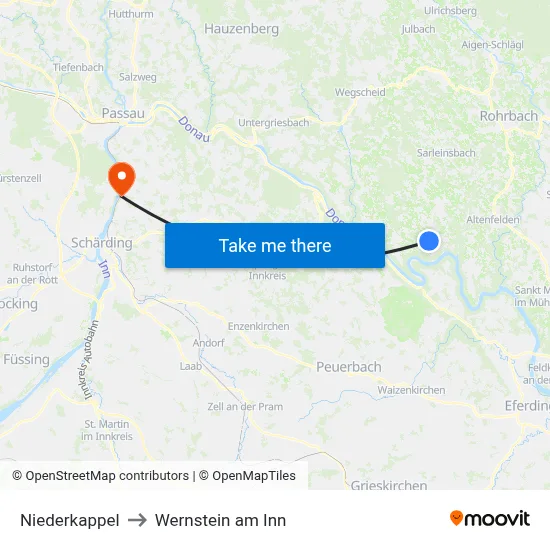 Niederkappel to Wernstein am Inn map