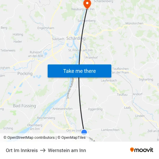 Ort Im Innkreis to Wernstein am Inn map