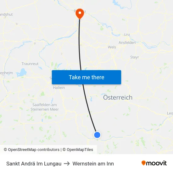 Sankt Andrä Im Lungau to Wernstein am Inn map
