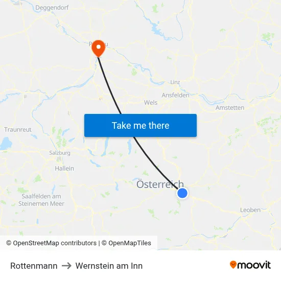 Rottenmann to Wernstein am Inn map