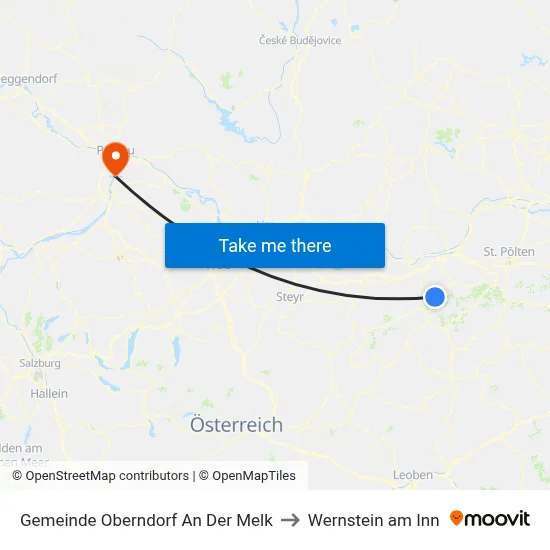 Gemeinde Oberndorf An Der Melk to Wernstein am Inn map
