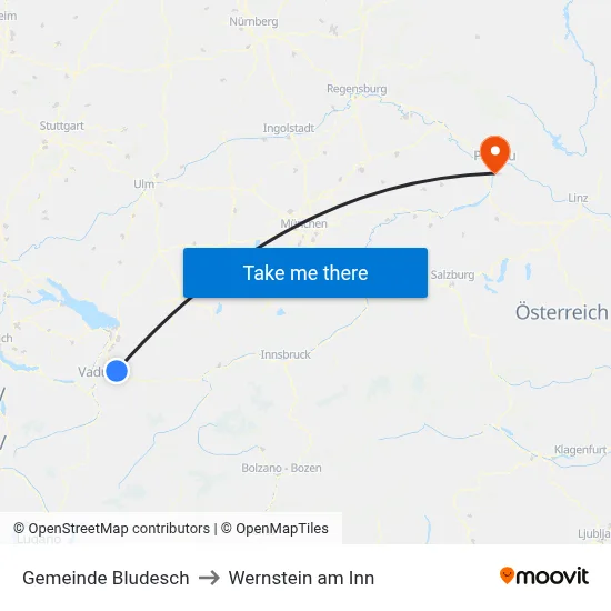 Gemeinde Bludesch to Wernstein am Inn map