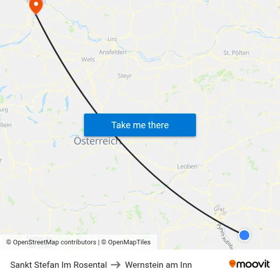 Sankt Stefan Im Rosental to Wernstein am Inn map