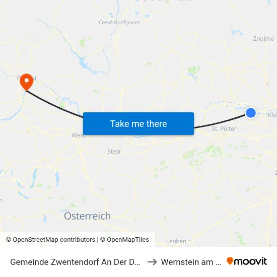Gemeinde Zwentendorf An Der Donau to Wernstein am Inn map