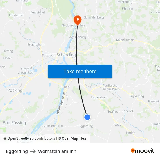 Eggerding to Wernstein am Inn map