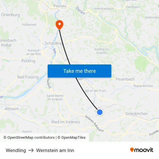 Wendling to Wernstein am Inn map