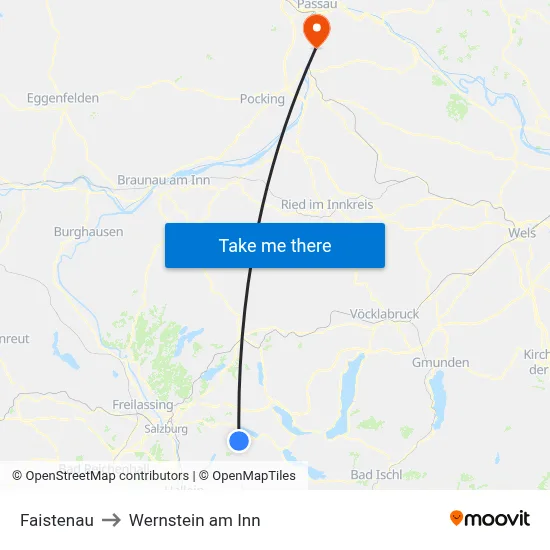 Faistenau to Wernstein am Inn map