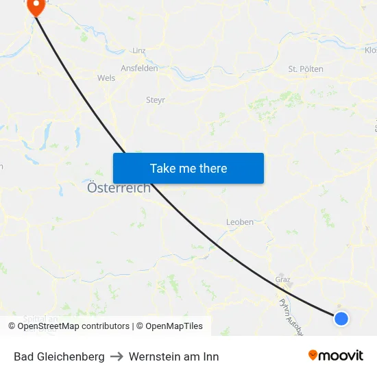 Bad Gleichenberg to Wernstein am Inn map
