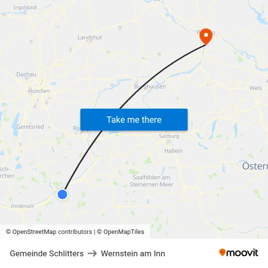 Gemeinde Schlitters to Wernstein am Inn map
