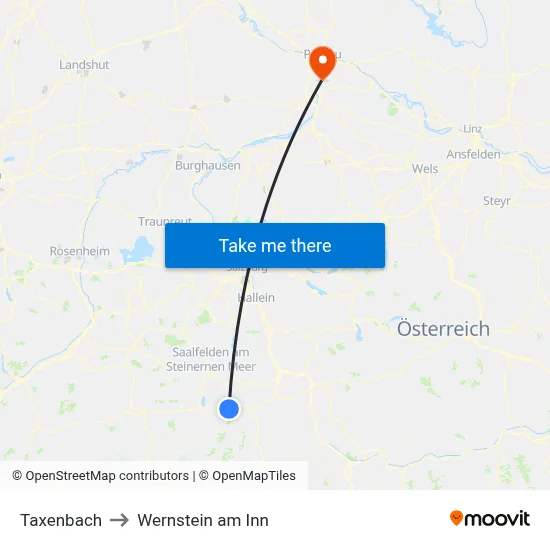 Taxenbach to Wernstein am Inn map