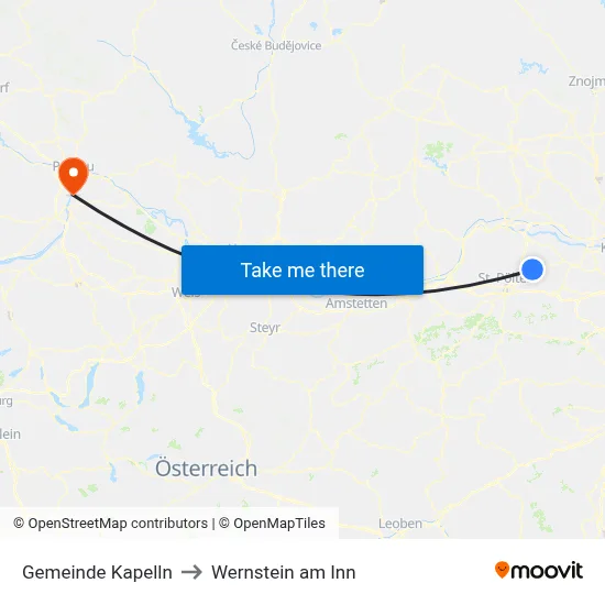 Gemeinde Kapelln to Wernstein am Inn map