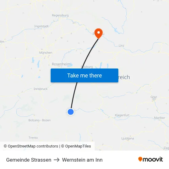 Gemeinde Strassen to Wernstein am Inn map