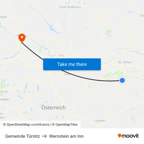 Gemeinde Türnitz to Wernstein am Inn map