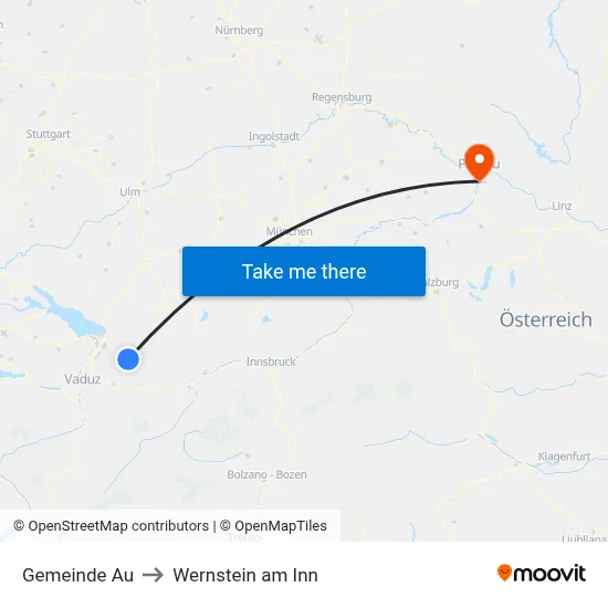 Gemeinde Au to Wernstein am Inn map