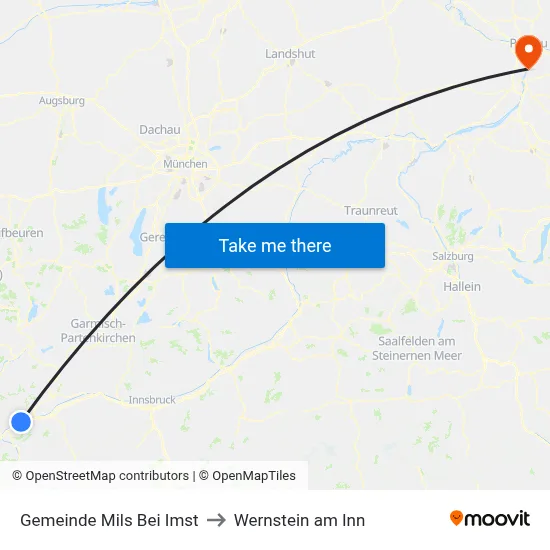 Gemeinde Mils Bei Imst to Wernstein am Inn map