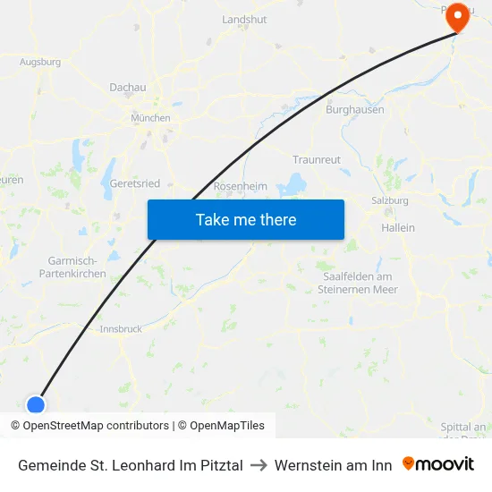 Gemeinde St. Leonhard Im Pitztal to Wernstein am Inn map