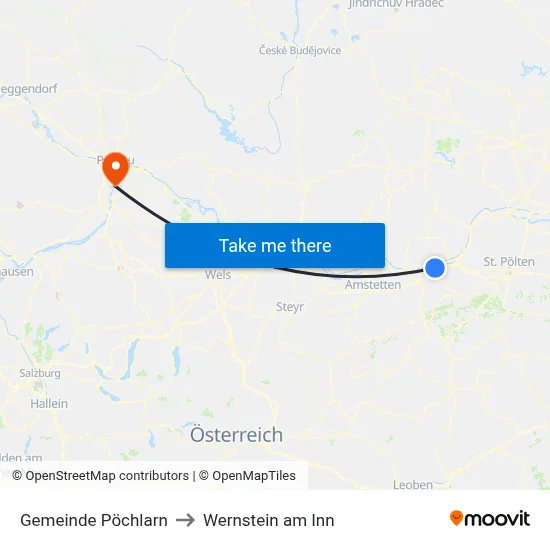 Gemeinde Pöchlarn to Wernstein am Inn map