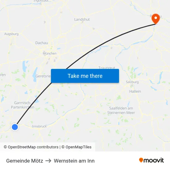 Gemeinde Mötz to Wernstein am Inn map