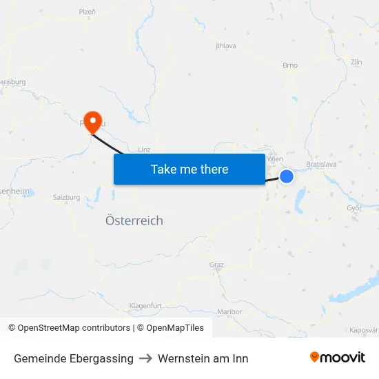 Gemeinde Ebergassing to Wernstein am Inn map