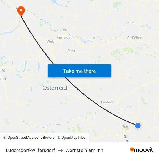 Ludersdorf-Wilfersdorf to Wernstein am Inn map