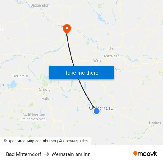 Bad Mitterndorf to Wernstein am Inn map