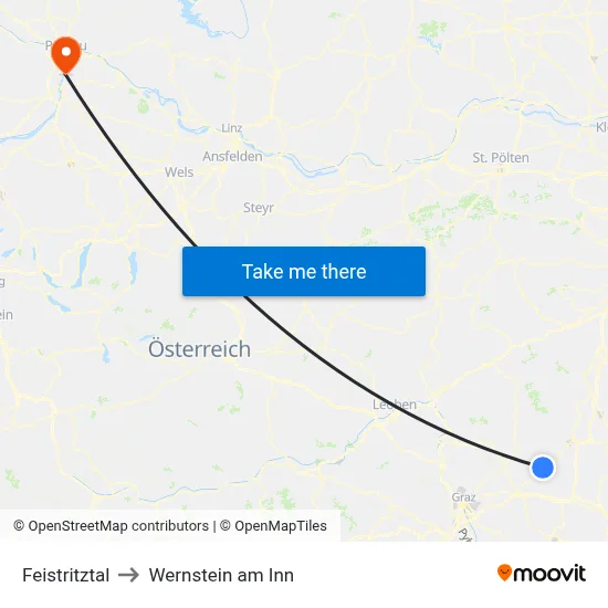 Feistritztal to Wernstein am Inn map