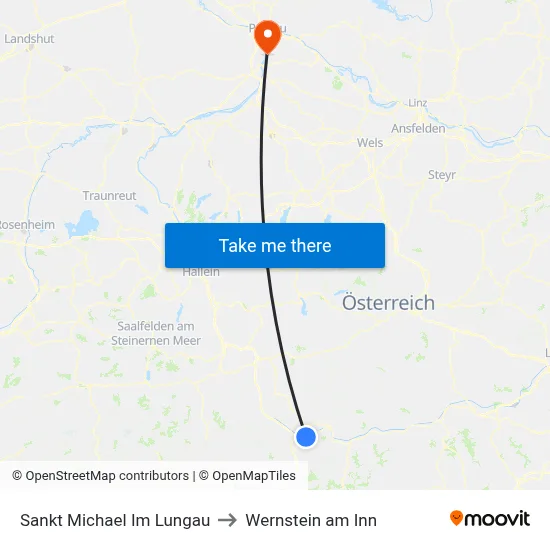 Sankt Michael Im Lungau to Wernstein am Inn map