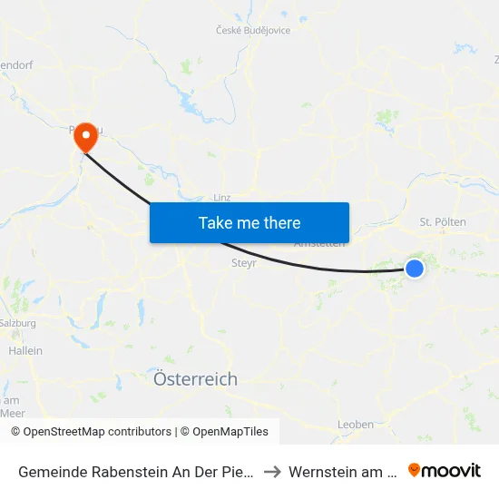 Gemeinde Rabenstein An Der Pielach to Wernstein am Inn map