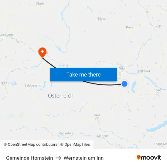 Gemeinde Hornstein to Wernstein am Inn map