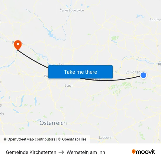 Gemeinde Kirchstetten to Wernstein am Inn map