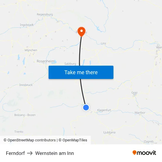 Ferndorf to Wernstein am Inn map
