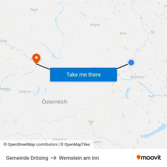 Gemeinde Drösing to Wernstein am Inn map