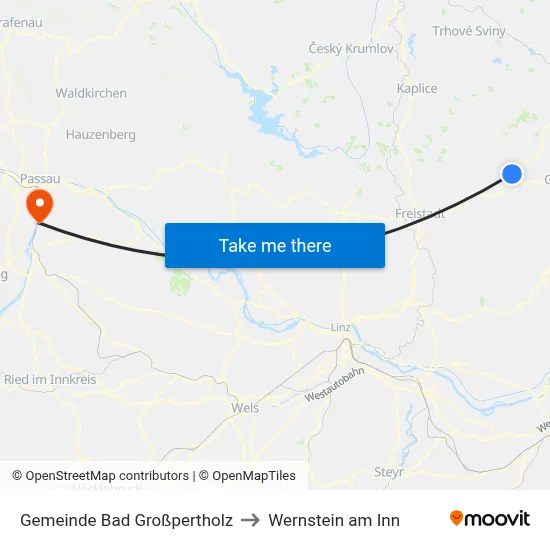 Gemeinde Bad Großpertholz to Wernstein am Inn map