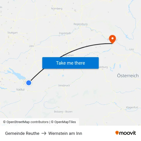 Gemeinde Reuthe to Wernstein am Inn map