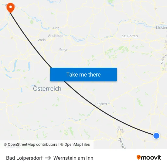 Bad Loipersdorf to Wernstein am Inn map