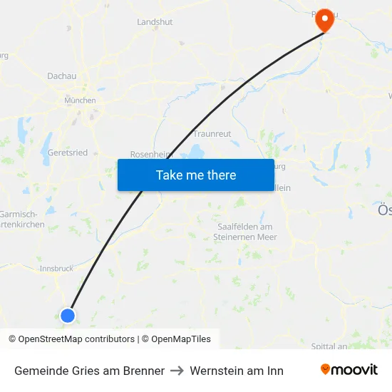 Gemeinde Gries am Brenner to Wernstein am Inn map