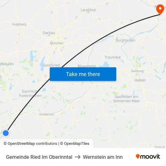Gemeinde Ried Im Oberinntal to Wernstein am Inn map